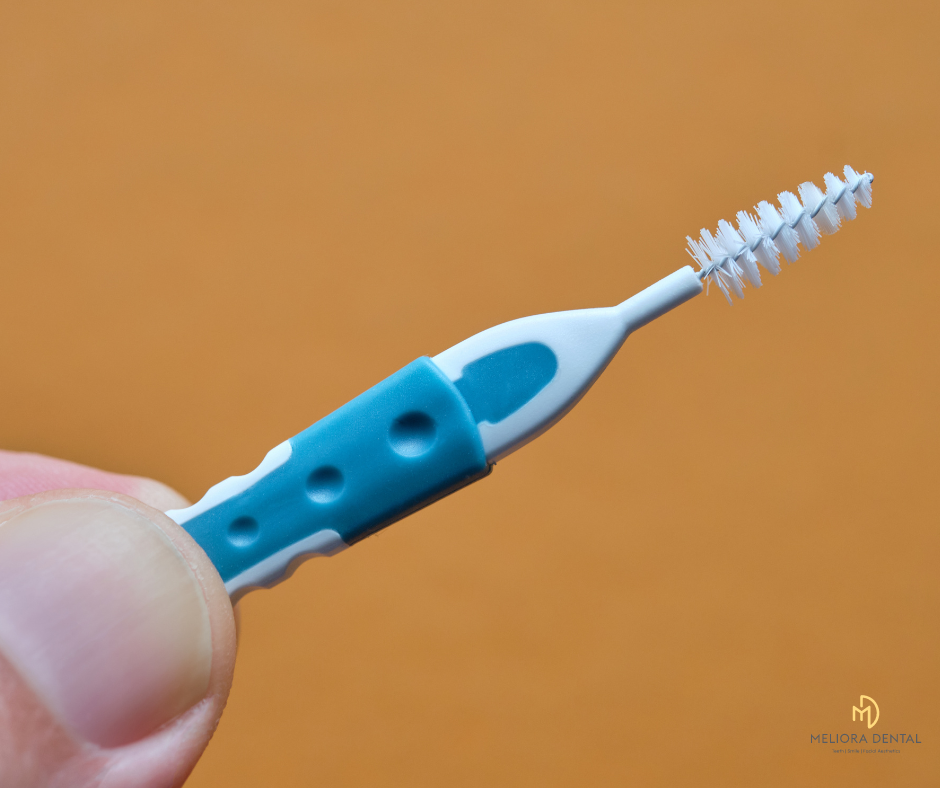 Close-up of an interdental brush. 