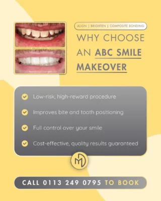 ✨ Transform Your Smile with an ABC Smile Makeover ✨

At Meliora Dental, we believe every smile is unique. Our ABC Smile Makeover combines Aligning, Brightening, and Contouring to give you a natural, confident smile that suits you perfectly. Whether it’s straightening with clear aligners, whitening for a radiant finish, or reshaping with composite bonding, we create a personalised plan for stunning results.

Ready to upgrade your smile? Book a consultation today! 📞 Call us or DM to get started.

#ABCSmileMakeover #SmileTransformation #MelioraDental #CompositeBonding #ClearAligners #TeethWhitening #ConfidenceInYourSmile